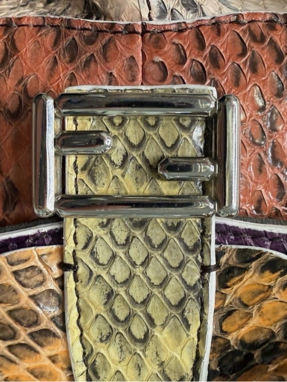 Fendi Microwave Baguette Multicolor Python Crossbody Bag only listing worldwide - Picture 7 of 15